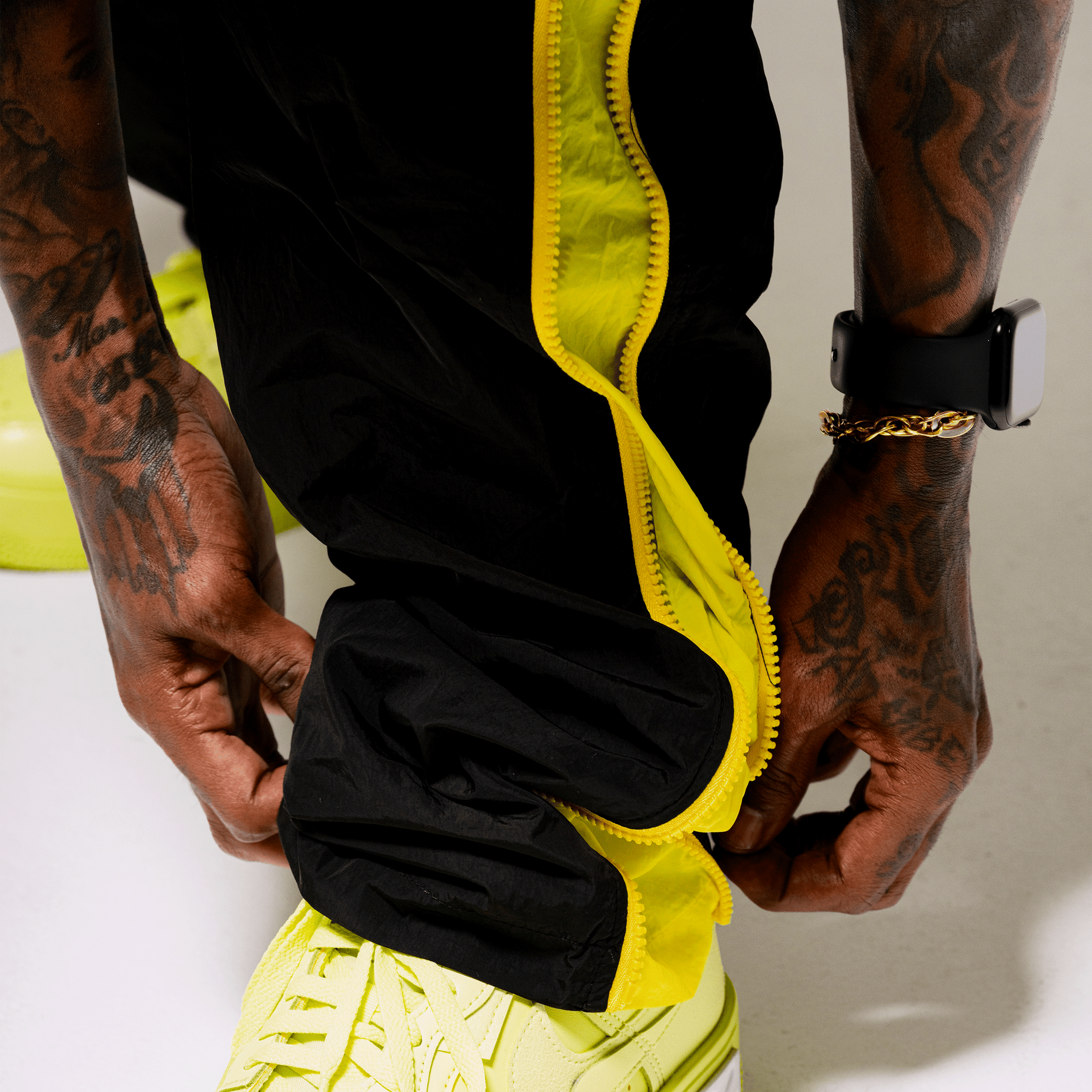 Slide Nylon Flare Zipper Pant Volt