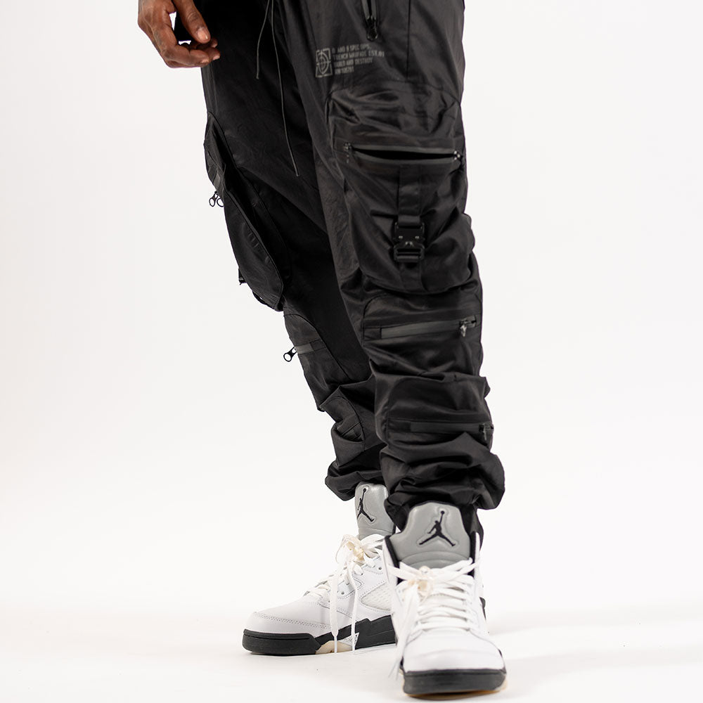 Combat Nylon Joggers Black