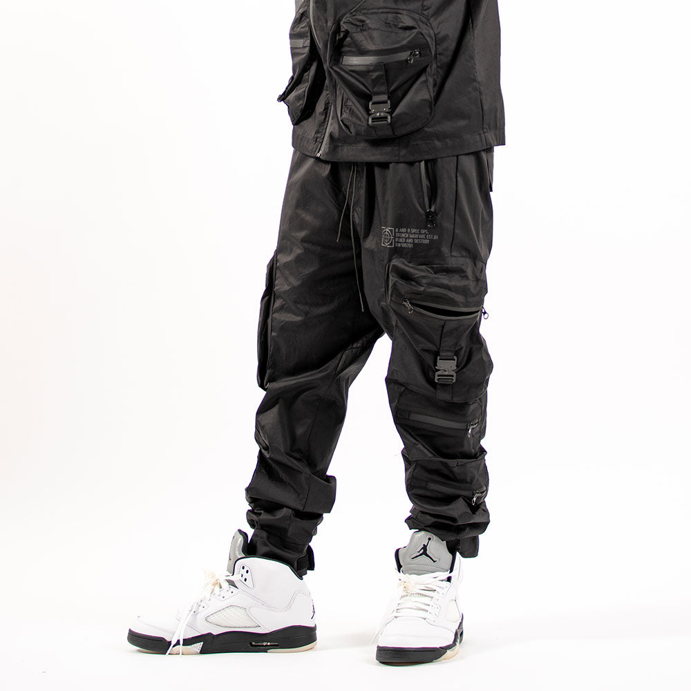 Combat Nylon Joggers Black