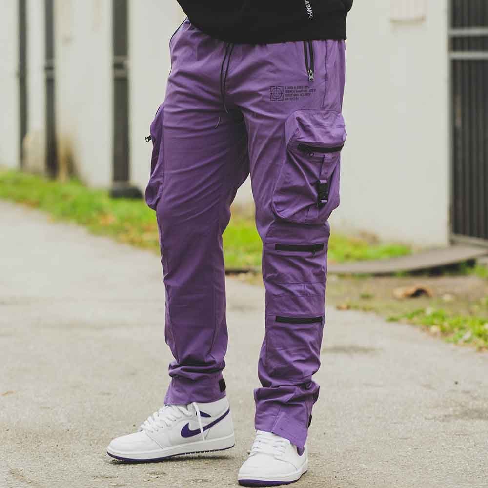 Men Streetwear Cargo Pants Overalls Mens Baggy Hip Hop Joggers Pants  Pockets Harem Pants Purple Swea  Fruugo IN